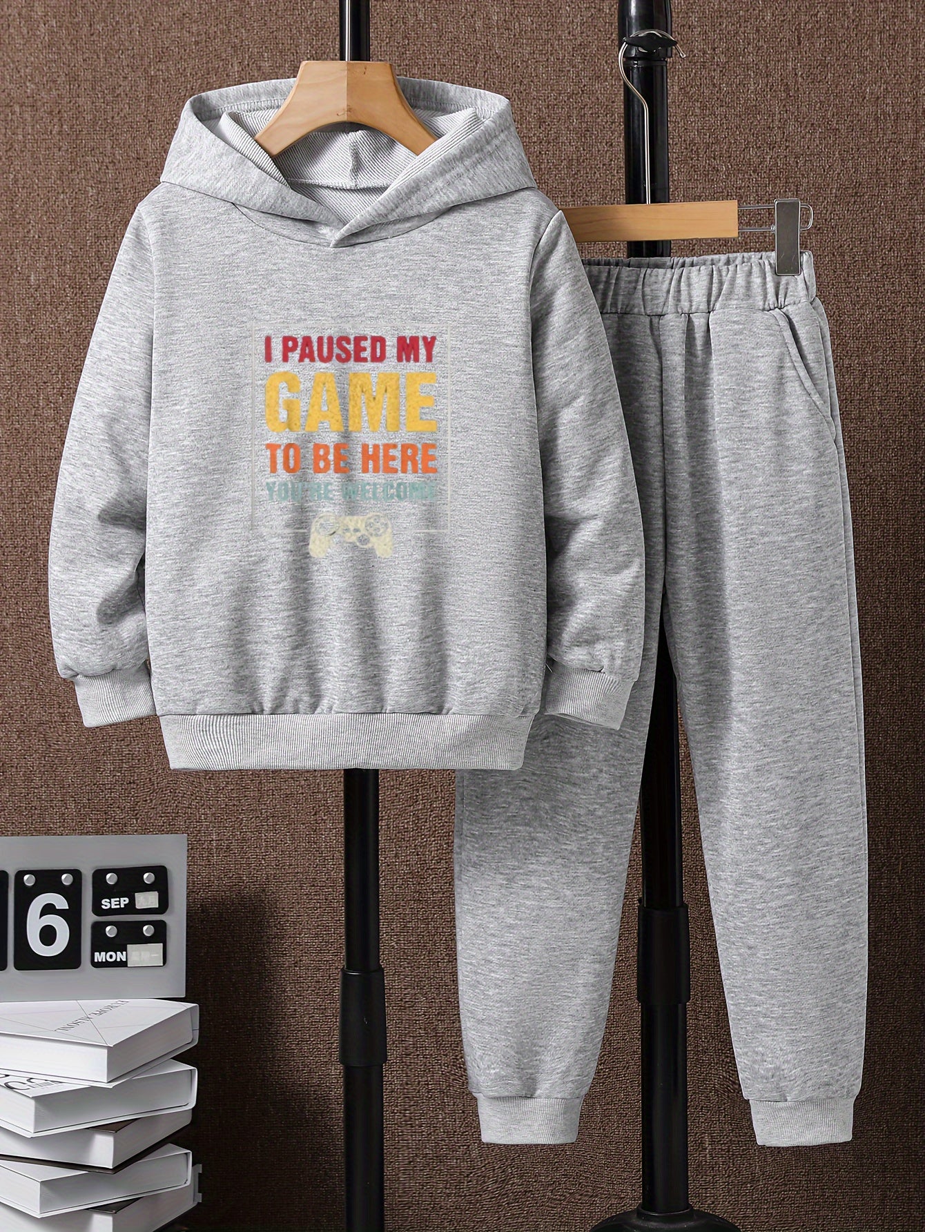 Boys Hooded Sweatshirt & Sweatpants Set, Size 2pcs, Outdoor Clothes