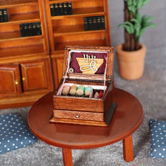 Vintage Sewing Kit Box Wooden Needlework Scissors Buttons Threads