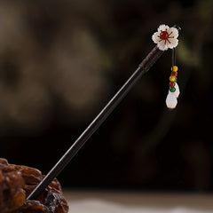Chinese Floral Hairpin Wooden Hair Stick Ponytail Holder Accessories