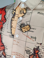 Map Print Men's Casual Short Sleeve Shirt - Summer Vacation Resort Top