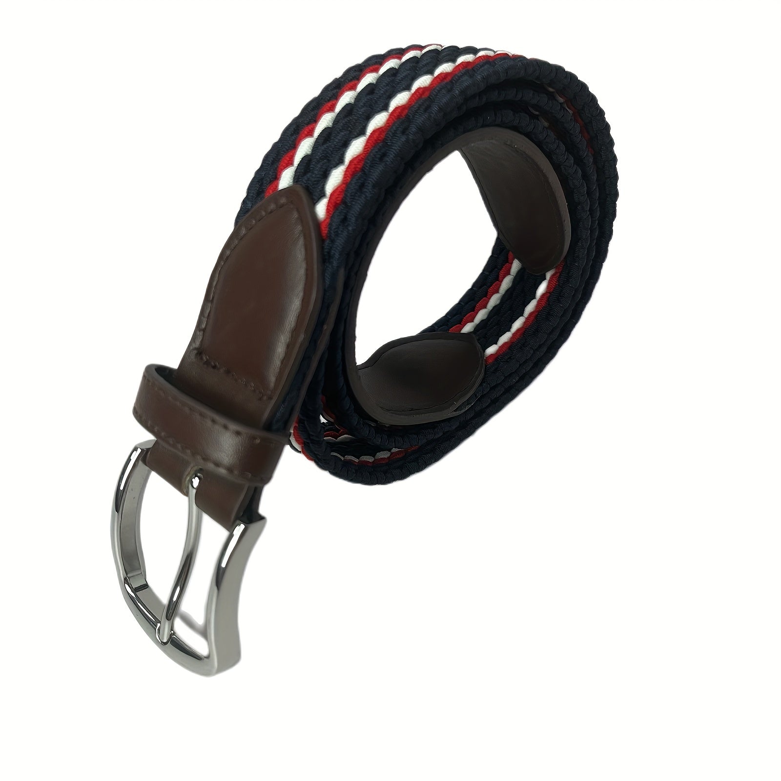 Men's Braid Stretch Belt Pin Buckle Casual Elastic Belt for Jeans