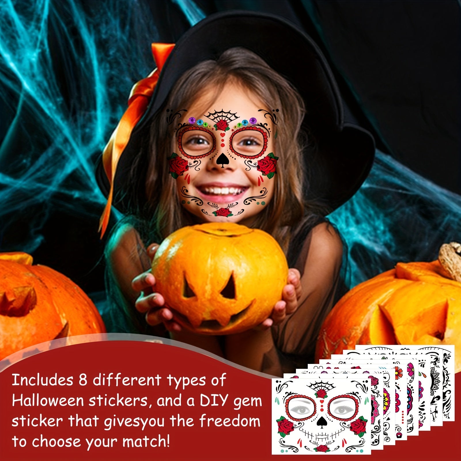 28pcs Halloween Face Stickers Eye Face Scar Tattoo Sticker For Party Decor