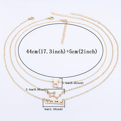 Golden 12 Zodiac Symbols Star Map Pendant Necklace Set