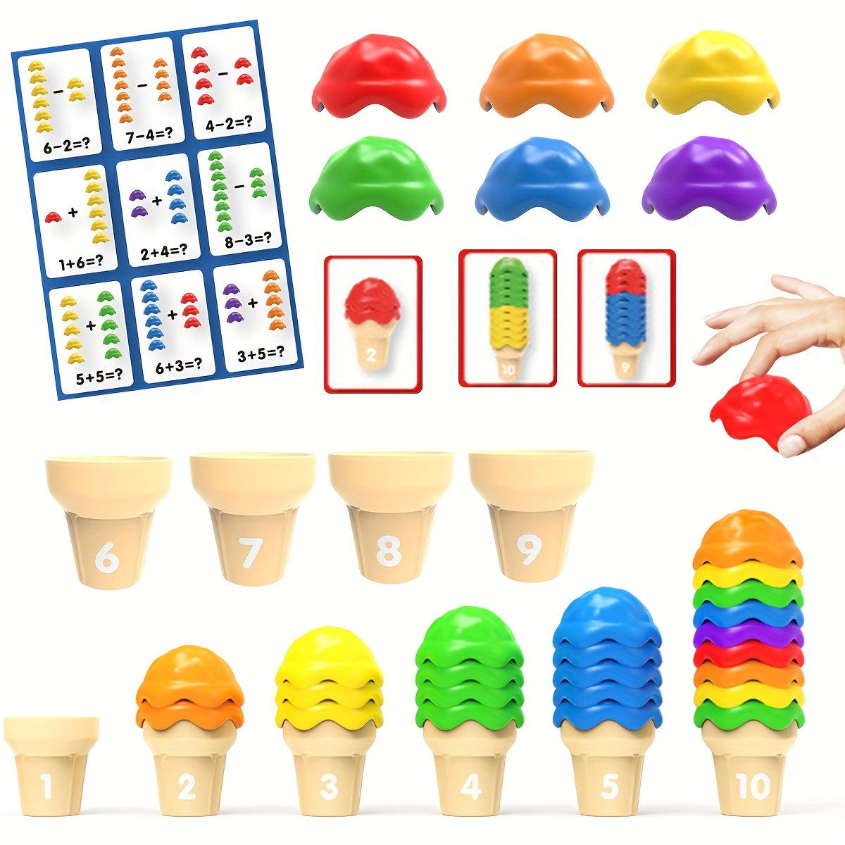 Ice Cream Counting & Sorting Stacking Toy - Educational Puzzle