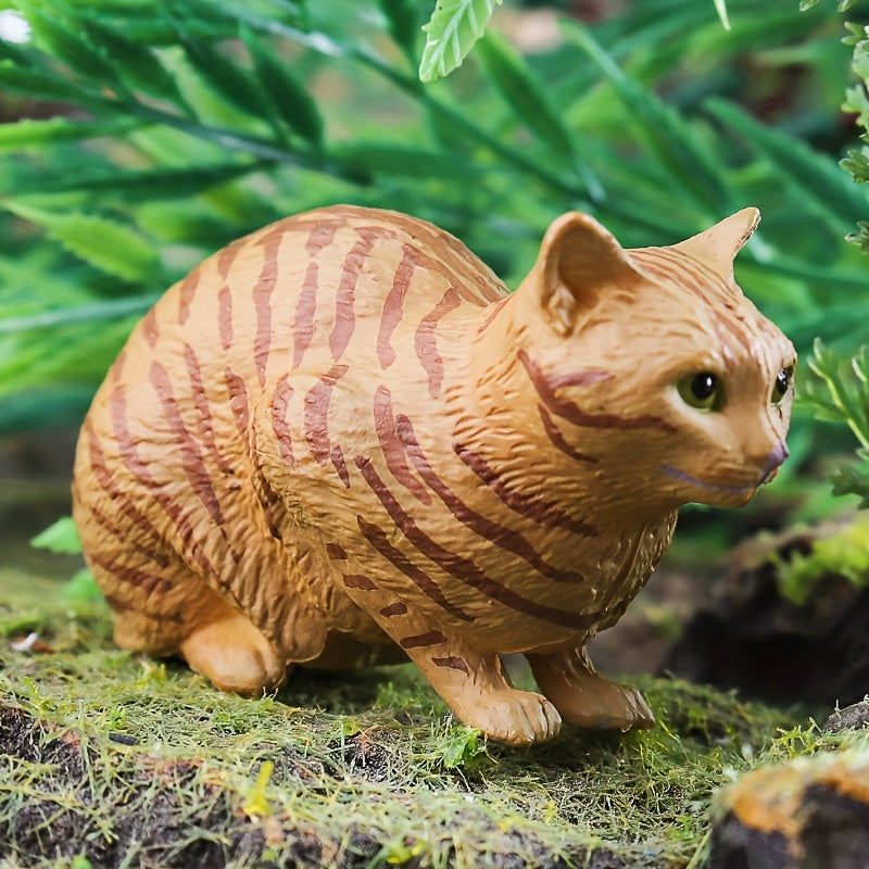Handcrafted Simulated Cat Model Toy Solid Static Spotted Orange Cat