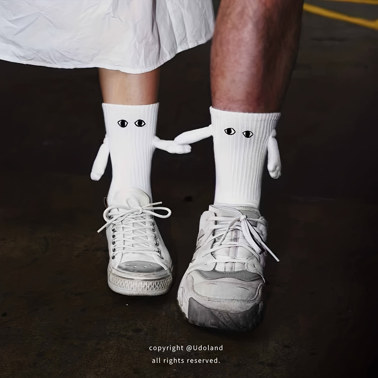 2 Pairs Couple Funny Socks with Magnetic Hand Dolls
