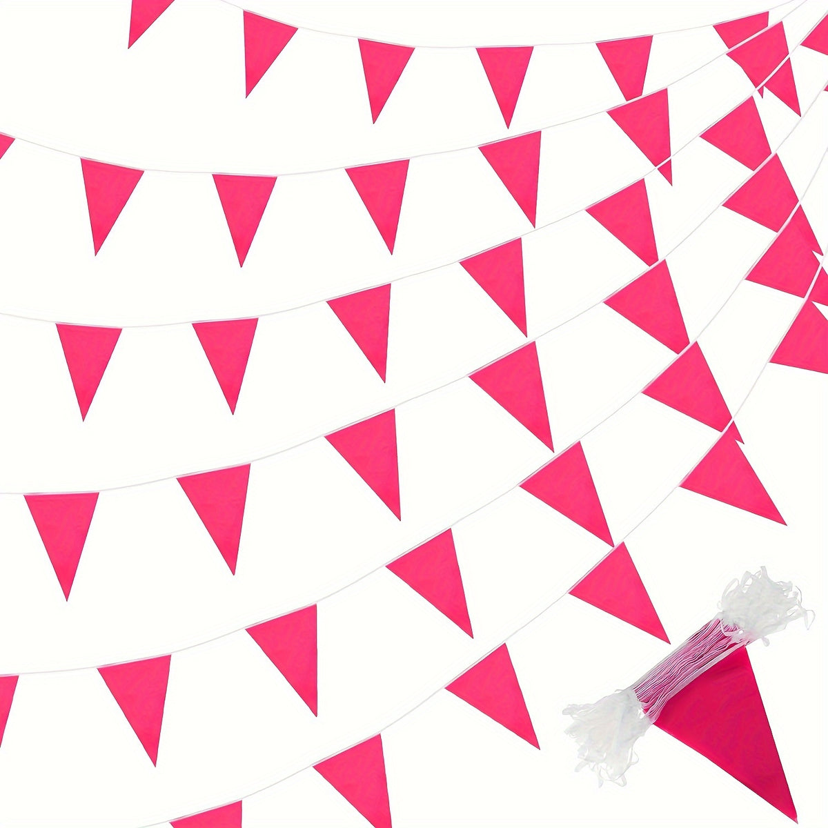 9.8m Solid Pennant Banners Flags for Grand Opening Carnival Birthday Party Pink