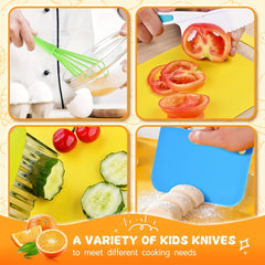 17-Piece Kitchen Tools Set with Safe Knives, Cutters, Board - Eid
