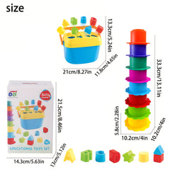 Colorful Stacking Cups Set Shape Sorter Bath Toys