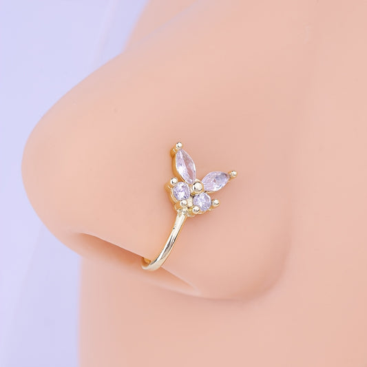 Glamor Zircon Butterfly Nose Ring Women's Delicate Jewelry Nose Clip
