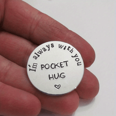 Stainless Steel Pocket Hug Token Engraved Love Gift for Him