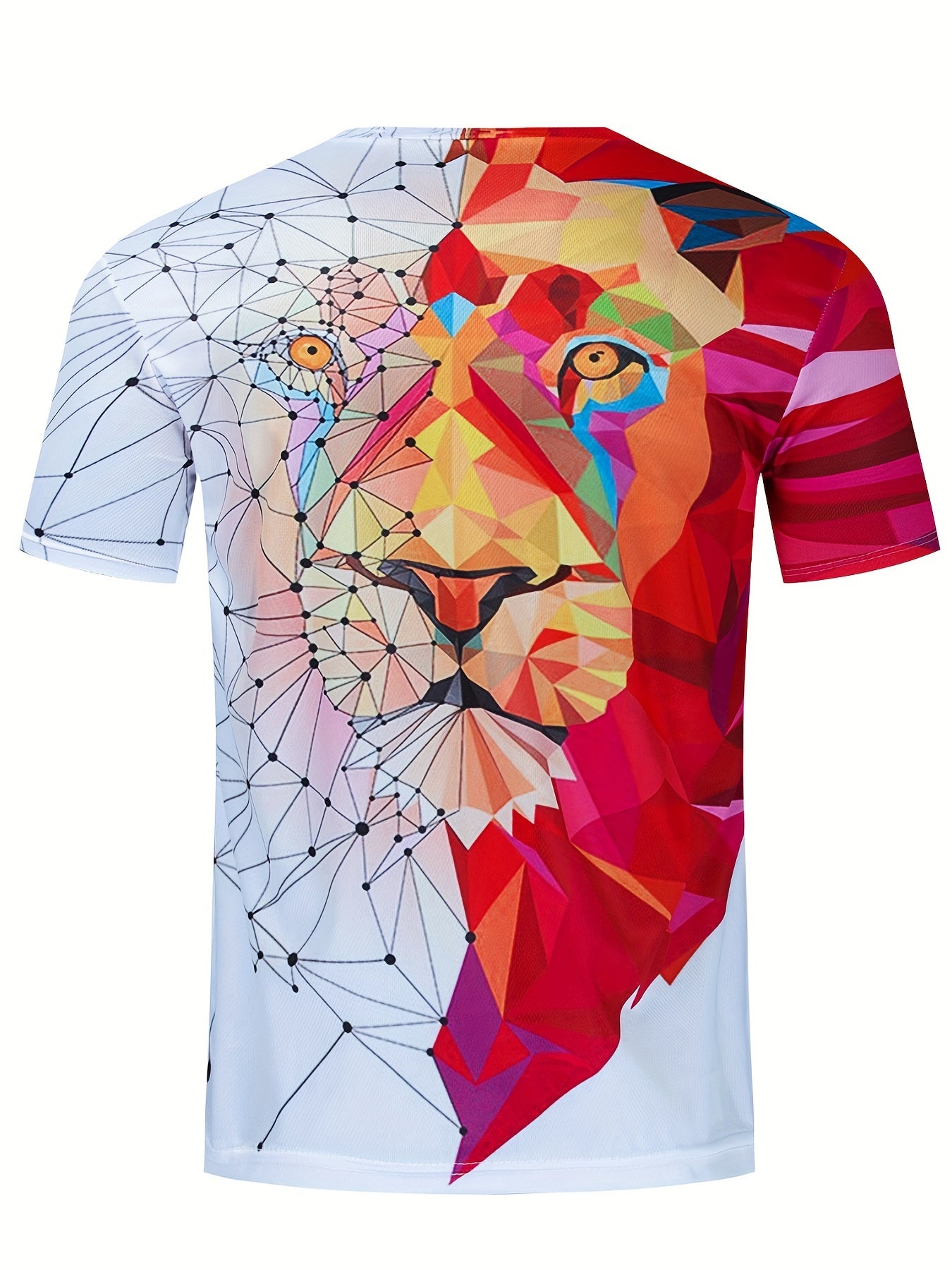 Lion Print Unisex Crew Neck T Shirt - Breathable Graphic Top