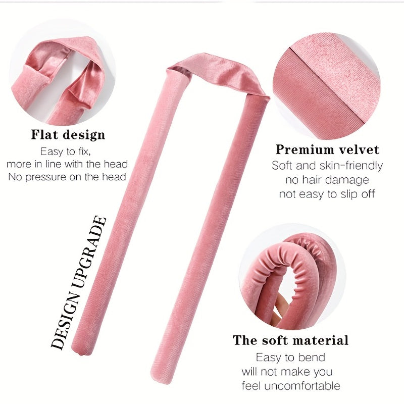 Heatless Hair Rollers Curling Rod Headband With 2 Clips No Heat Hair Roller