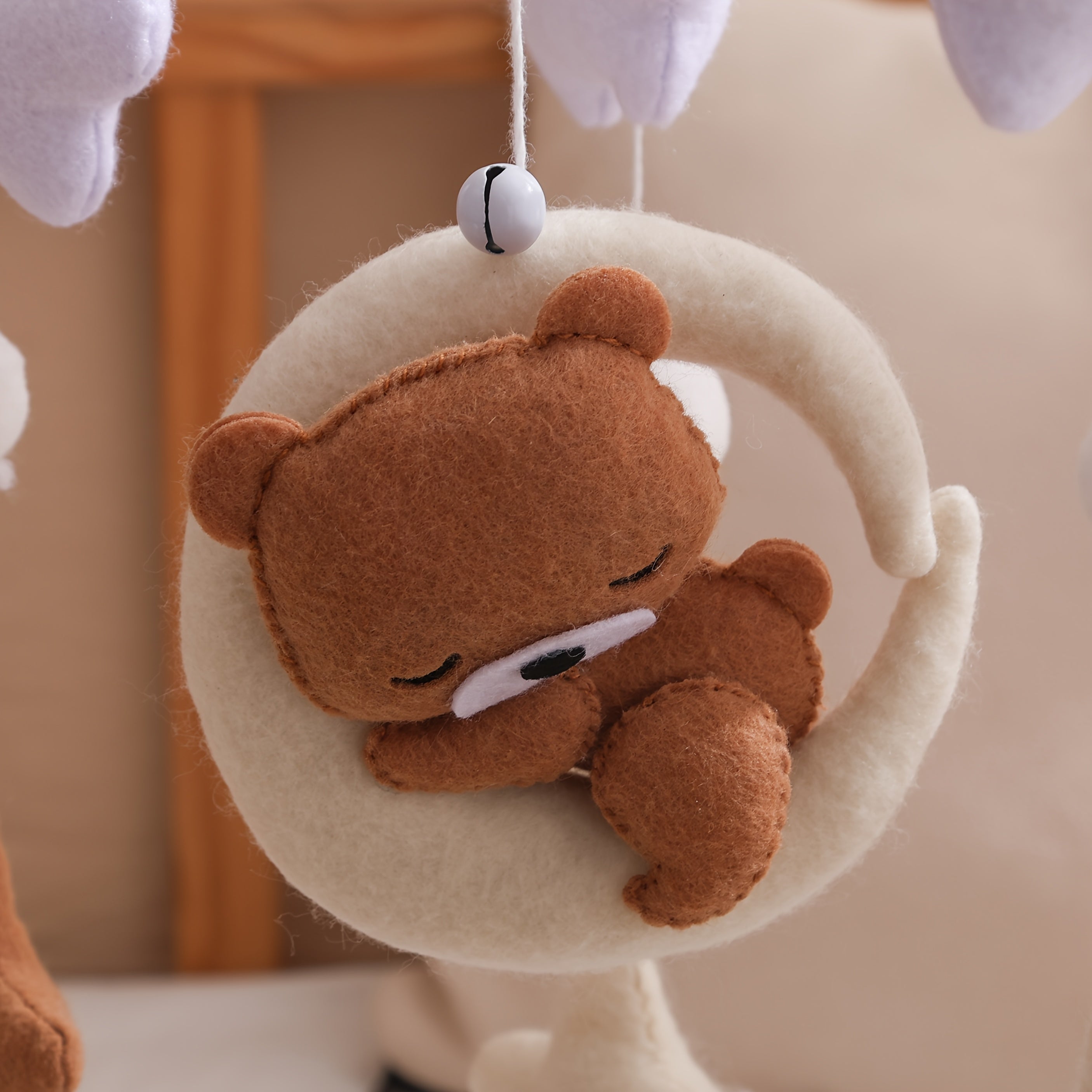 Baby Sheep & Star & Moon Bed Bell Brown Bear Theme Crib Mobile