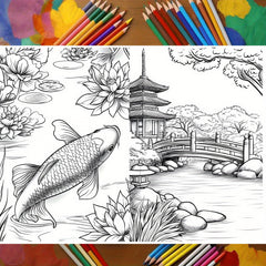Japanese Landscape Coloring Book for Kids