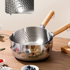 Yukihira Saucepan 7.87 Stainless Steel Nonstick Pot with Wooden Handle