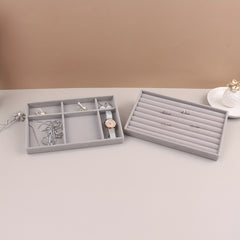 Grey Velvet Jewelry Tray Display Organizer