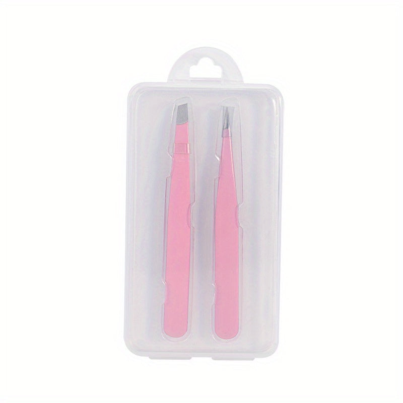 4pcs Eyebrow Tweezers Set with Storage Case