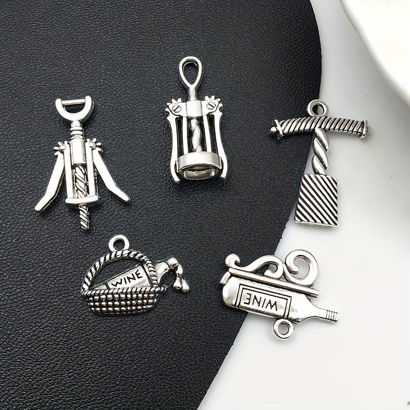 21pcs Wine Bottle Opener Shape Pendants for DIY Jewelry Making