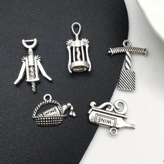 21pcs Wine Bottle Opener Shape Pendants for DIY Jewelry Making