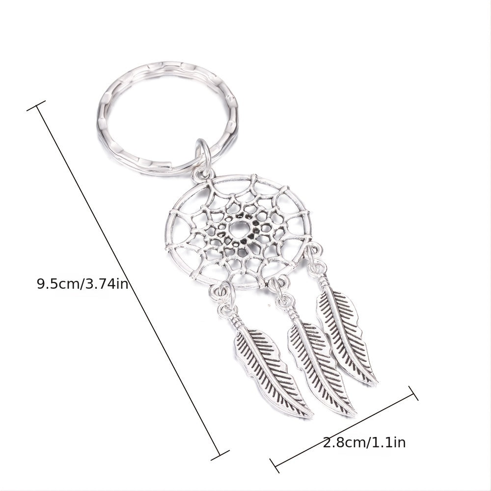 Vintage Turquoise Feather Shape Keychain Western Style Key Chain