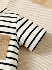 2pcs Little Boy Casual Striped Tees & Shorts Set Summer Kids Clothes