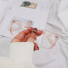 Square Frame Rivet Decor Clear Lens Glasses