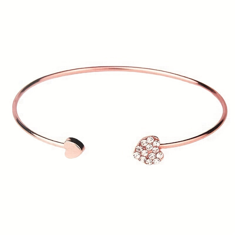 Full Drill Love Bracelet Double Peach Heart - Plated Heart Bracelet