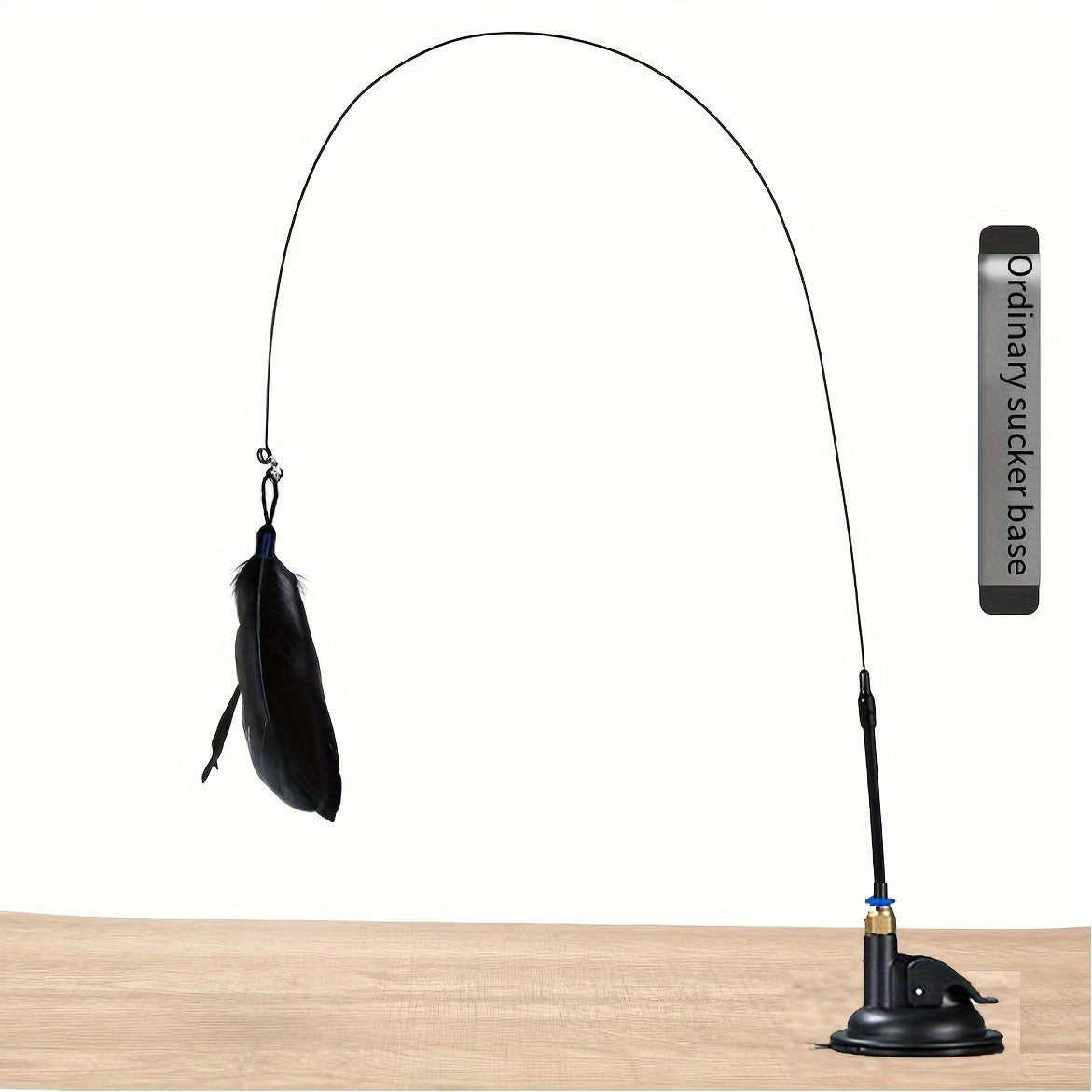 Feather Decor Cat Teaser Stick With Suction Cup & Bell Toy