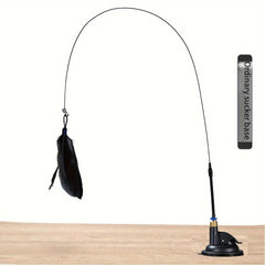 Feather Decor Cat Teaser Stick With Suction Cup & Bell Toy