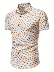 Hawaiian Print Casual Short Sleeve Men's Shirt for Summer Vacation
