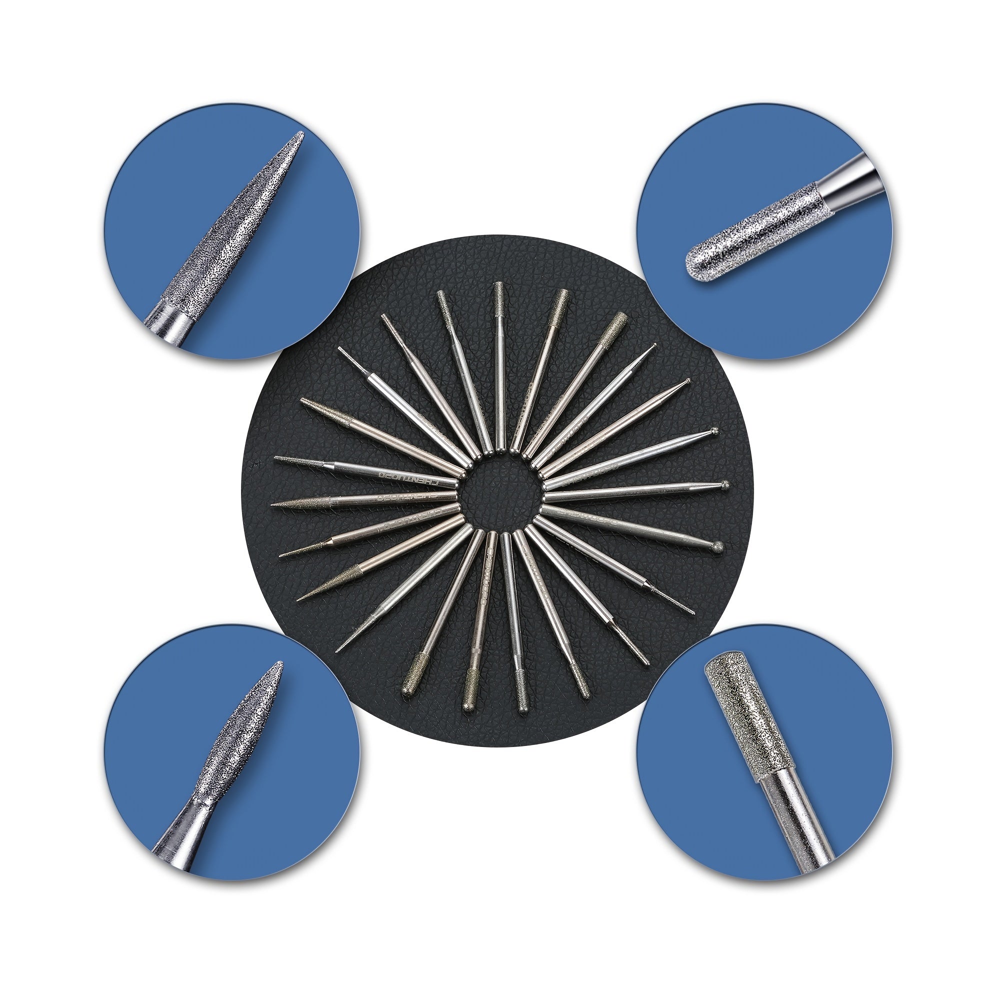 Diamond Grinding Head Set Carving Burr Rotary Bit for Rotary Tool Shank