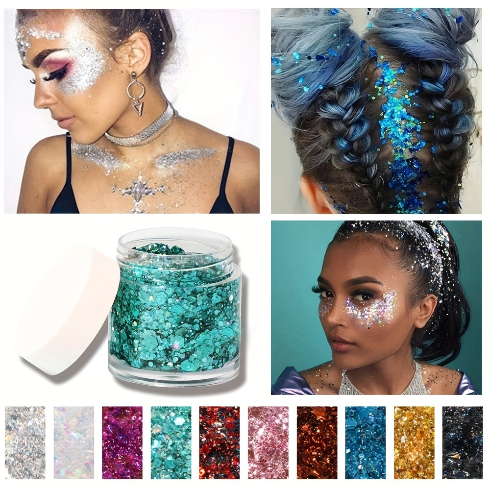 10 Colors Diamond Monochromatic Sequin Liquid Eyeshadow Gel