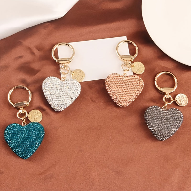 1pc Peach Heart Car Keychain Women Handbag Pendant Keyring Gift