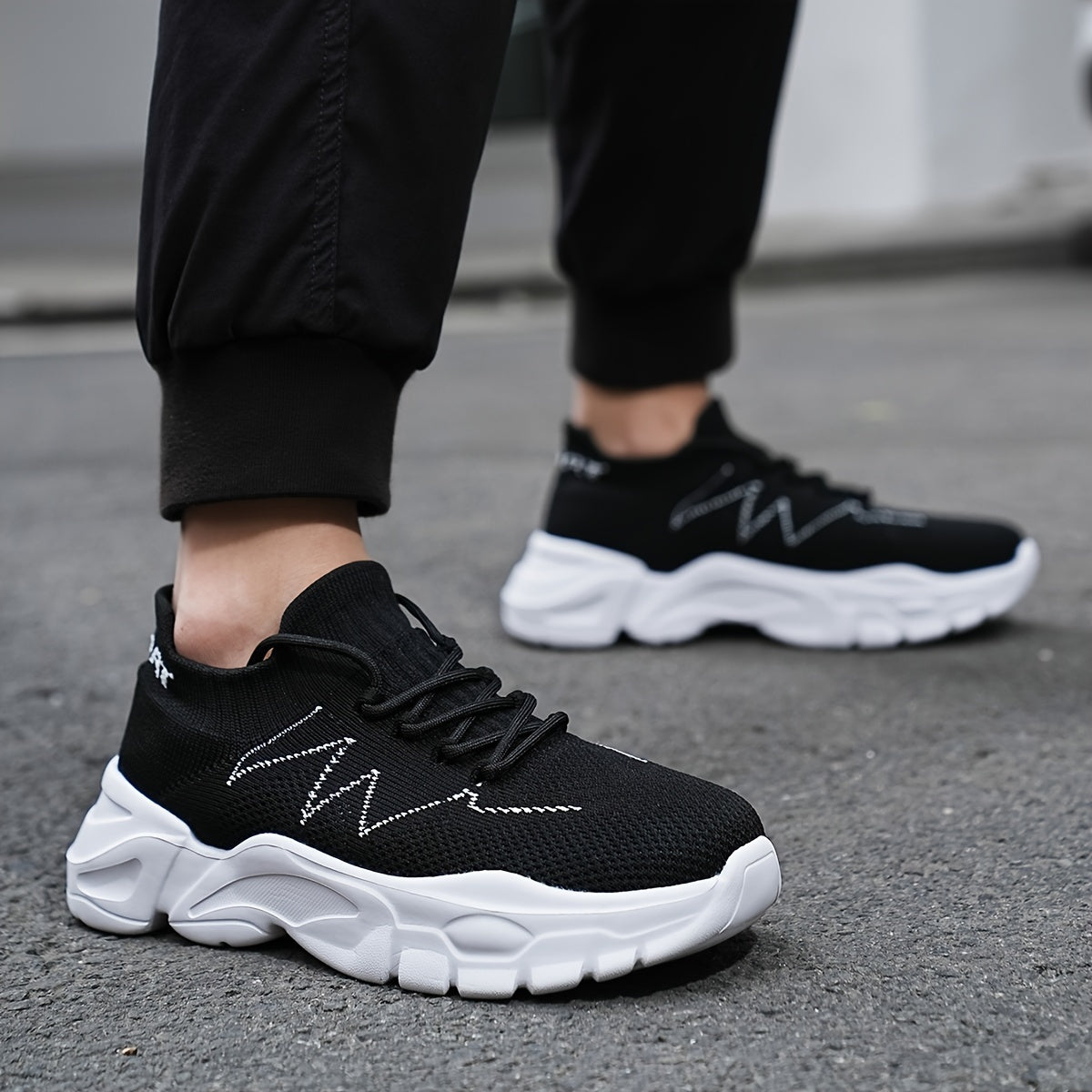 Men's Woven Knit Breathable Running Shoes Soft Sole Sneakers