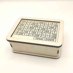 Creative Wooden Money Saving Box With 1000 500 Savings Plan Table