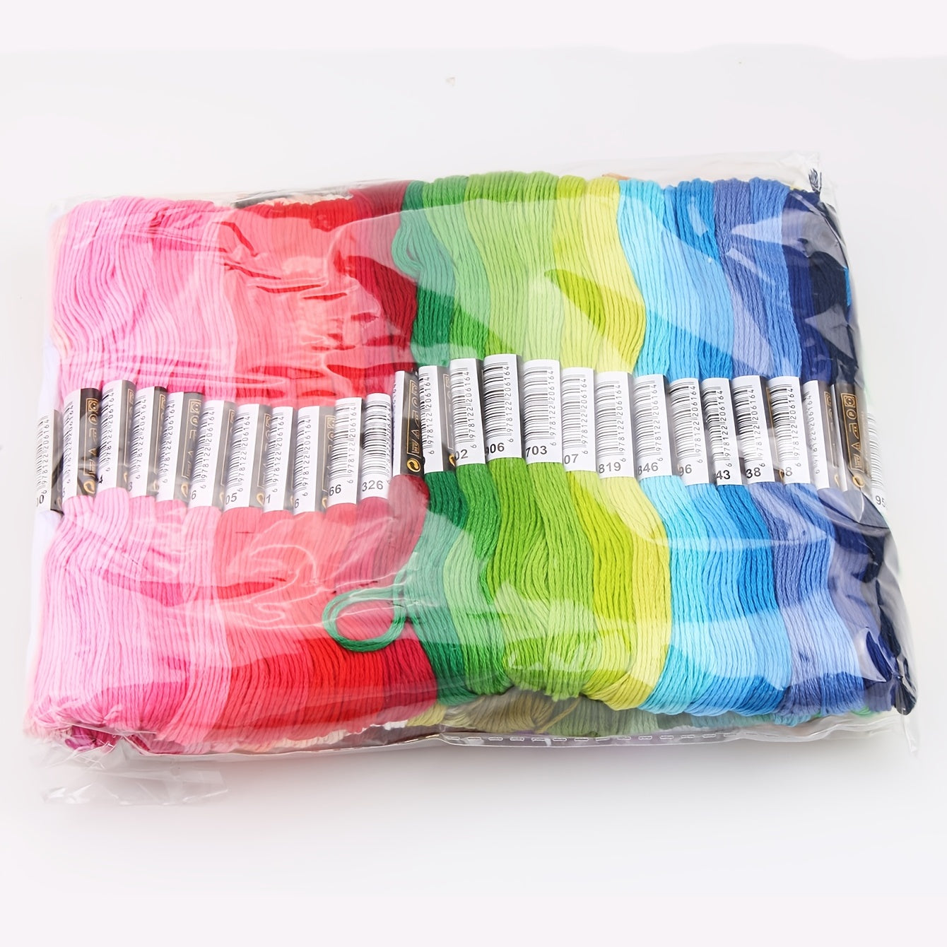 100pcs 8M 6 Strands Cross Stitch Embroidery Thread Rainbow Gradient DIY