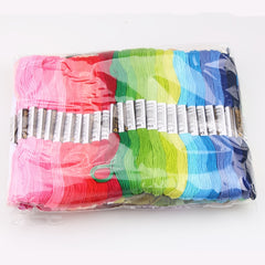 100pcs 8M 6 Strands Cross Stitch Embroidery Thread Rainbow Gradient DIY