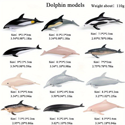 12pcs Ocean Animals Dolphin Fish Sea Marine Models Action Figures Toys