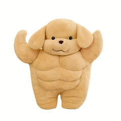 Beige & Brown Muscle Dog Plush Toy - Soft Stuffed Animal