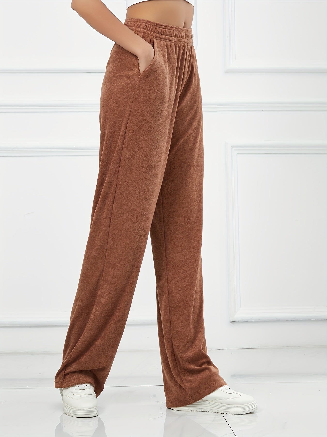 Solid Straight High Waist Running Jogger Pants Women's Activewear
