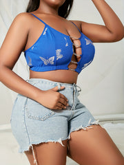 Plus Size Y2K Butterfly Print Wireless Bra