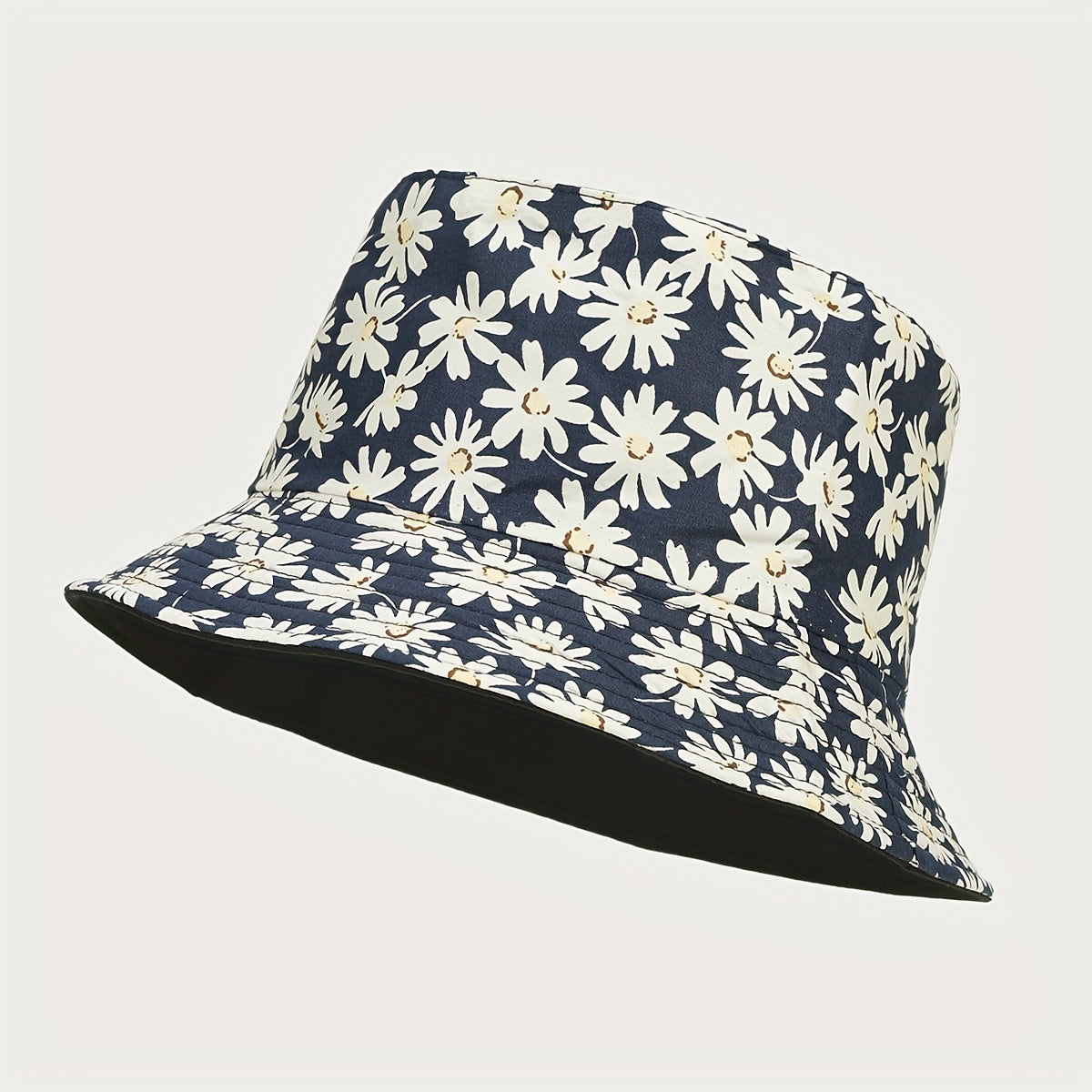Daisy Print Reversible Bucket Hat Small Chrysanthemum Print