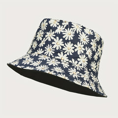 Daisy Print Reversible Bucket Hat Small Chrysanthemum Print