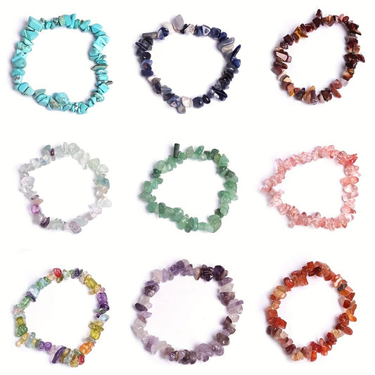 Natural Stone Bracelet Crystal Healing Chip Chain Bracelets Gemstone Polished