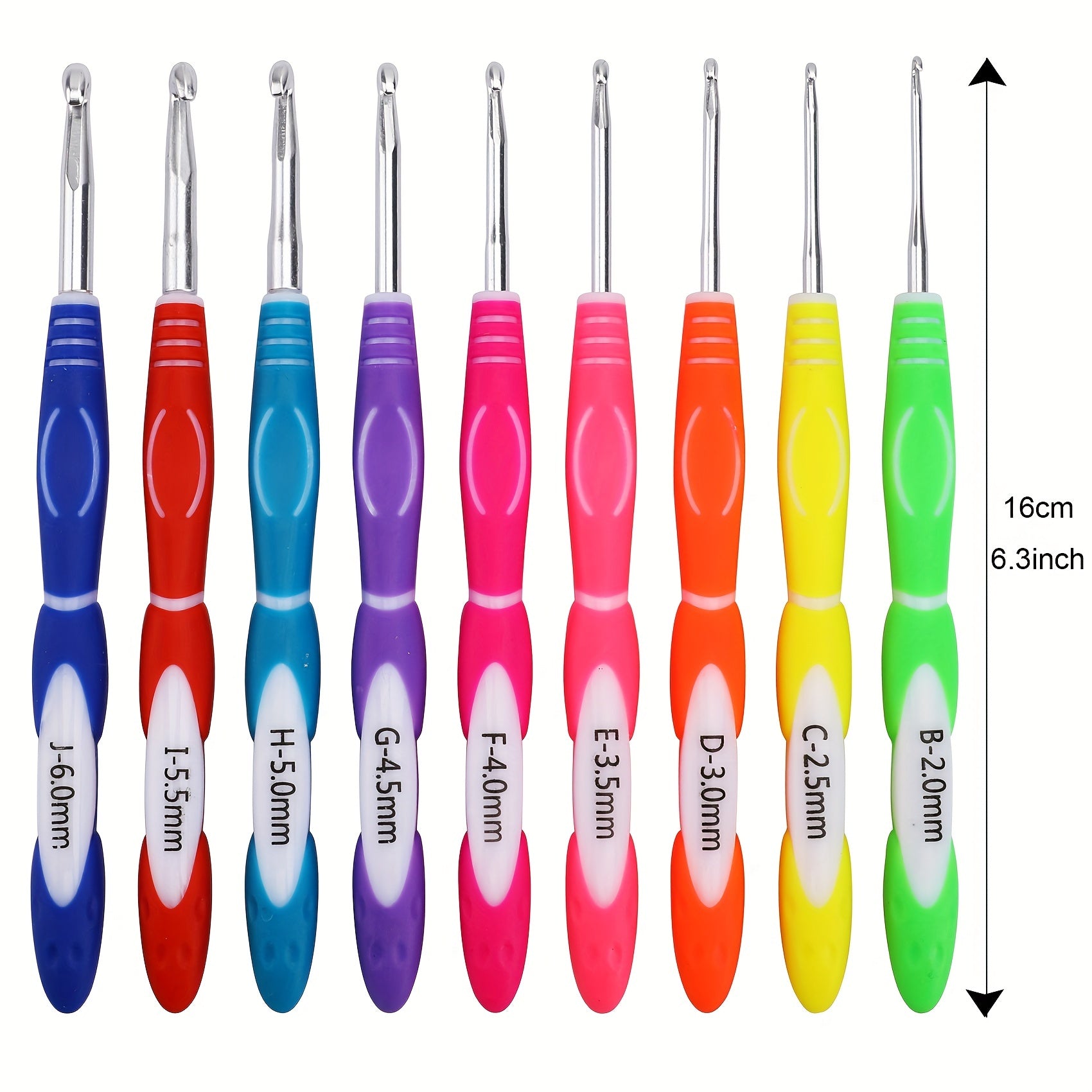9pcs Crochet Hooks Set with Soft Grip Handles for Yarn Craft