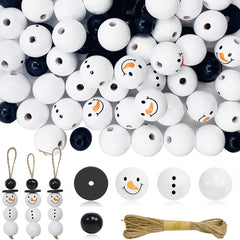 Christmas Snowman Wooden Beads 50pcs 100pcs