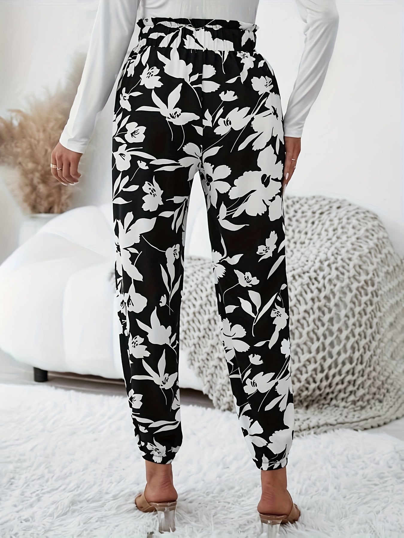 Women's Plus Floral High Rise Joggers