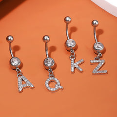 Zircon 26 Letters Belly Button Ring Navel Piercing