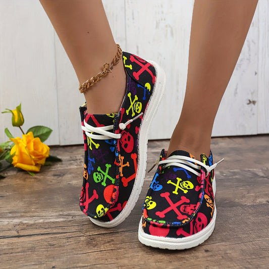 Halloween Style Skeleton Ghost Skateboard Shoes Lightweight Outdoor Sport Shoes